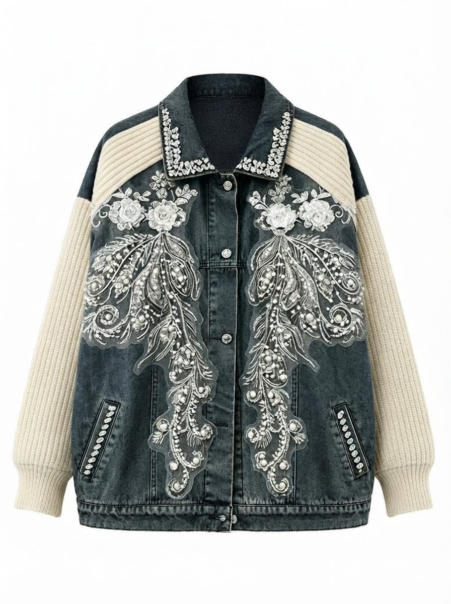 Radiant Beaded Patchwork Denim Jacket