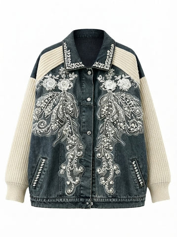 Radiant Beaded Patchwork Denim Jacket