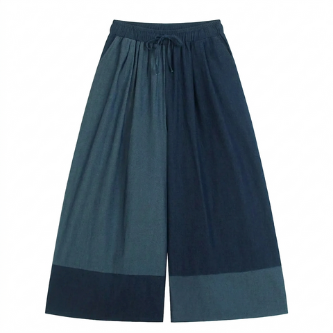 Audacious Color-Block Wide Leg Jeans