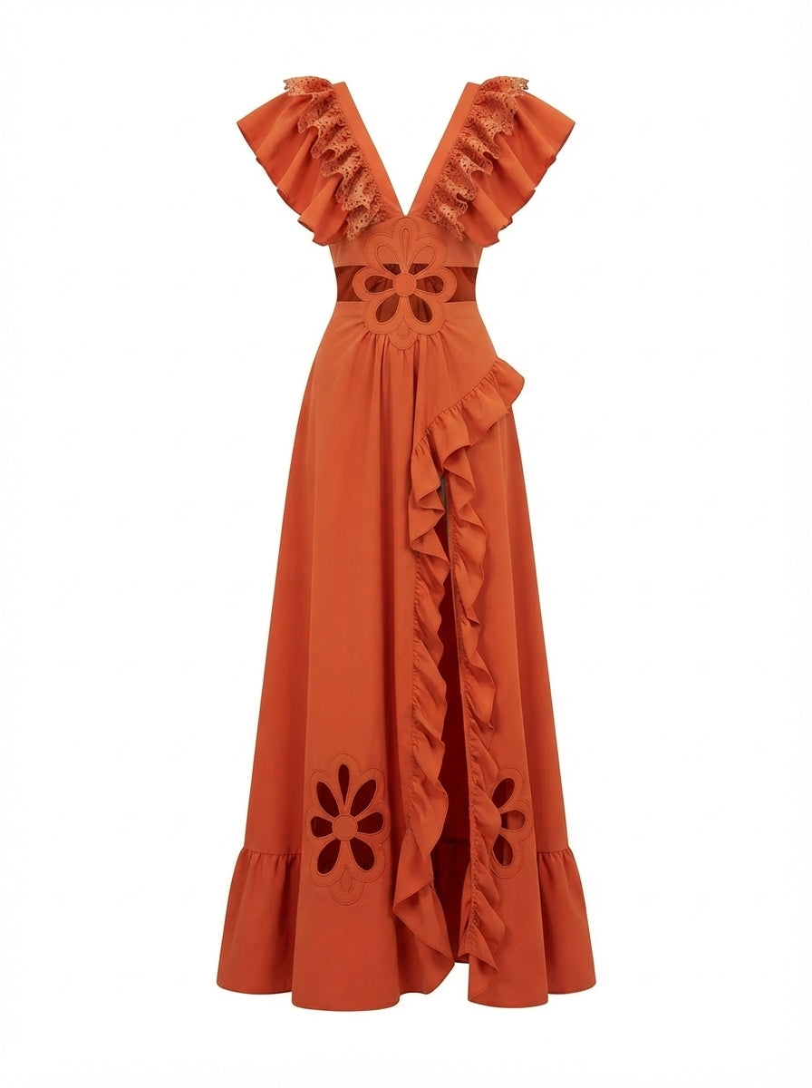 Radiant Ruffled Cutout Maxi Dress