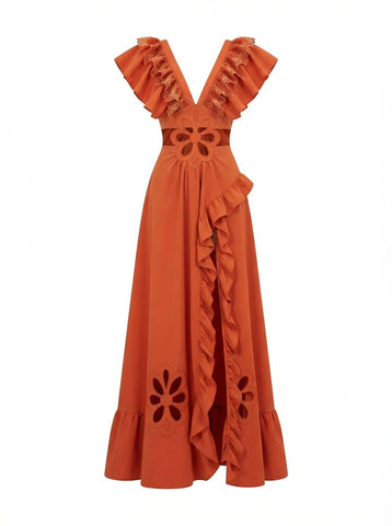 Radiant Ruffled Cutout Maxi Dress