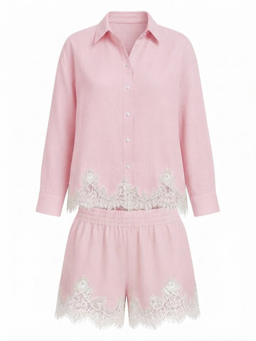Divine Striped Lace Lounge Set
