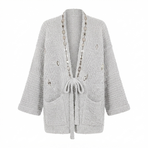 Confident Silver Chain Knitted Cardigan