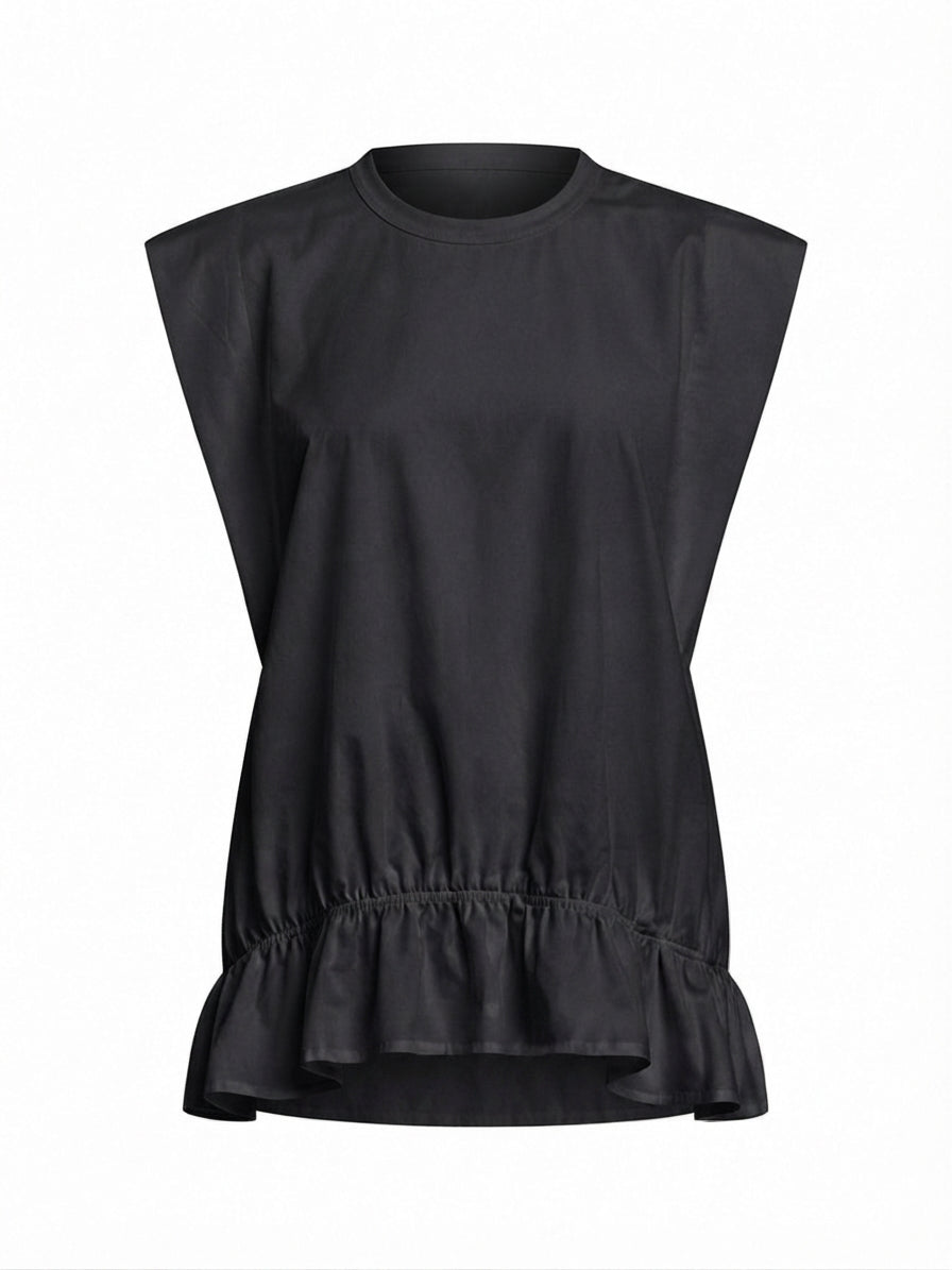 Grounded Solid Ruffle Tank Top