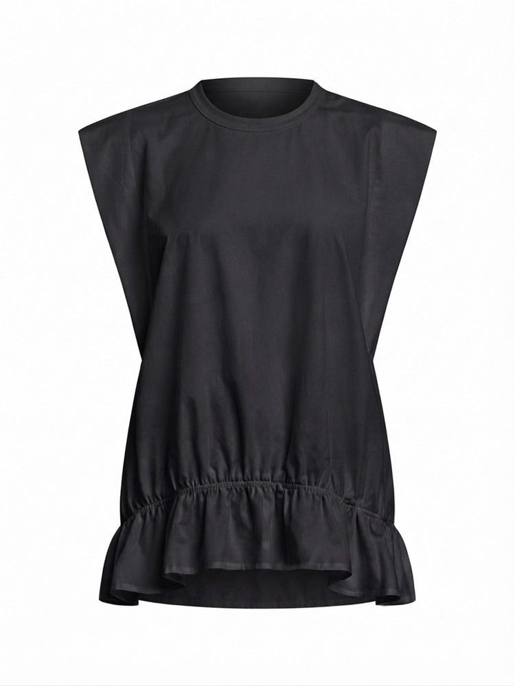 Grounded Solid Ruffle Tank Top