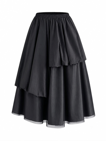 Boundless Mesh Layered Midi Skirt