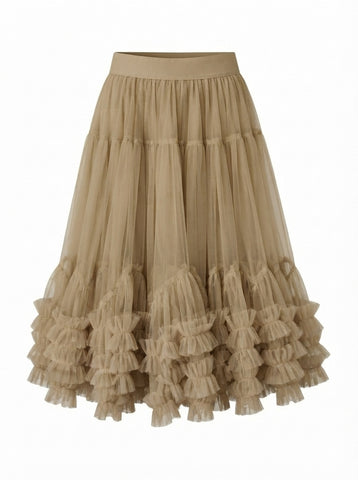Ethereal Tiered Mesh Midi Skirt