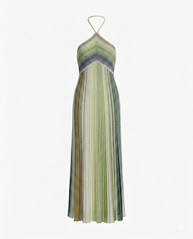 Vibrant Striped Halter Maxi Dress
