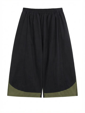 Grounded Coffee Colorblock Wide Leg Trousers