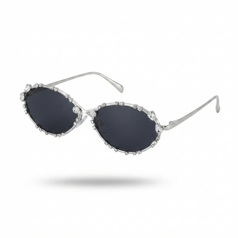 Radiant Rhinestone Oval Sunglasses