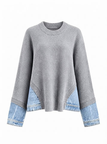 Audacious Denim Patchwork Sweater
