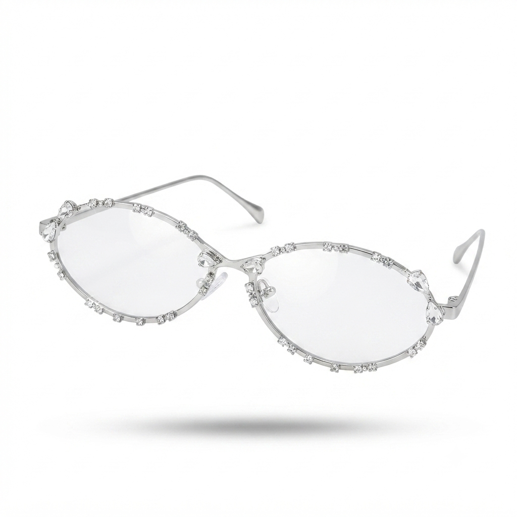 Radiant Rhinestone Oval Sunglasses