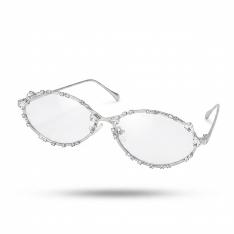 Radiant Rhinestone Oval Sunglasses