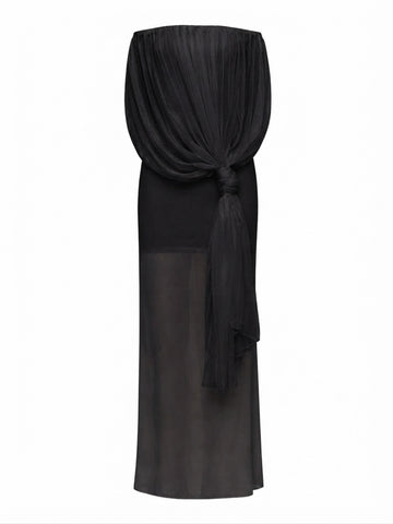 Ethereal Draped Sheer Maxi Dress