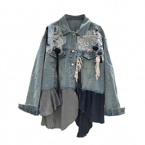 Unique Patchwork Tassel Denim Jacket