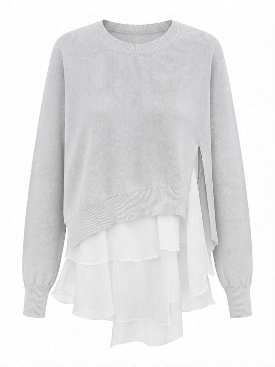 Elegant Ruffled Layered Sweatshirt