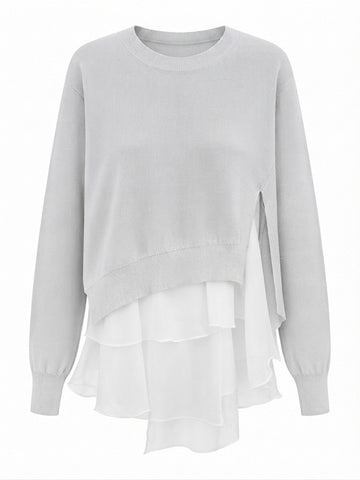 Elegant Ruffled Layered Sweatshirt