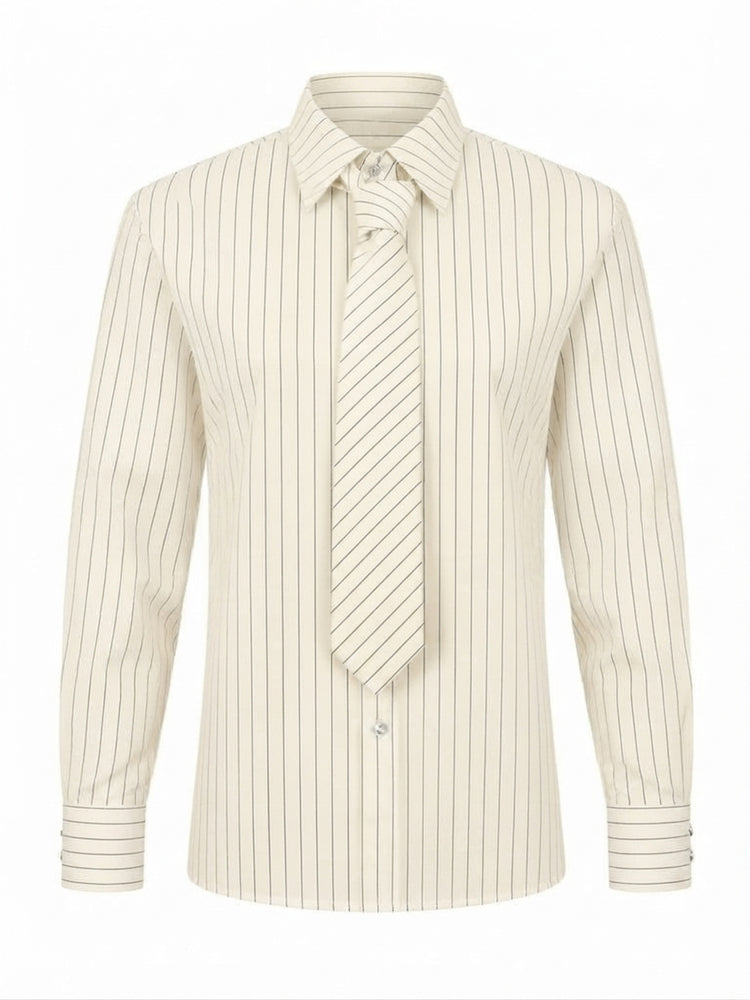Audacious Striped Tie Long Sleeve Blouse