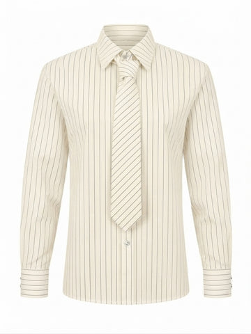 Audacious Striped Tie Long Sleeve Blouse
