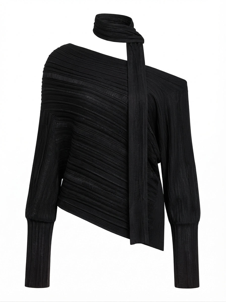 Confident Asymmetrical Knit Blouse