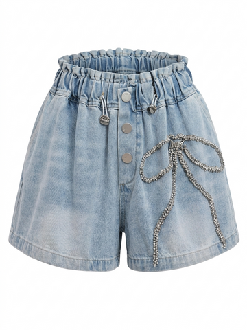 Vibrant Crystal Denim Shorts