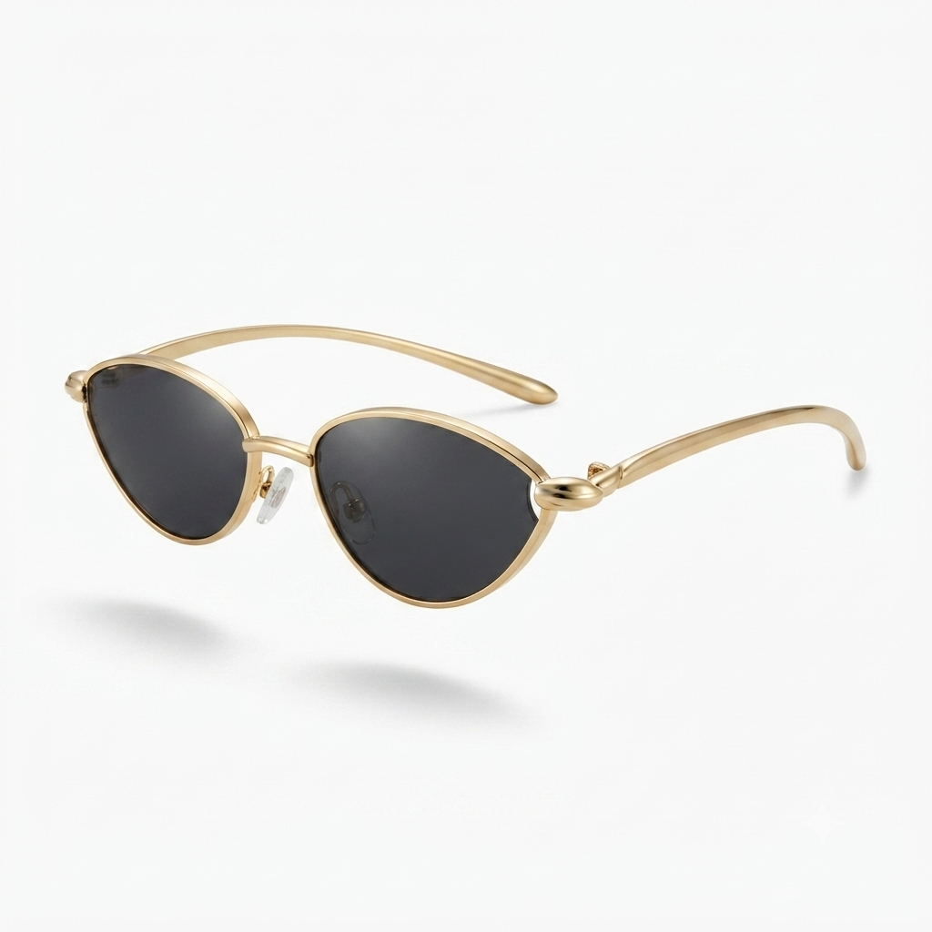 Radiant Gold Metal Cat Eye Sunglasses