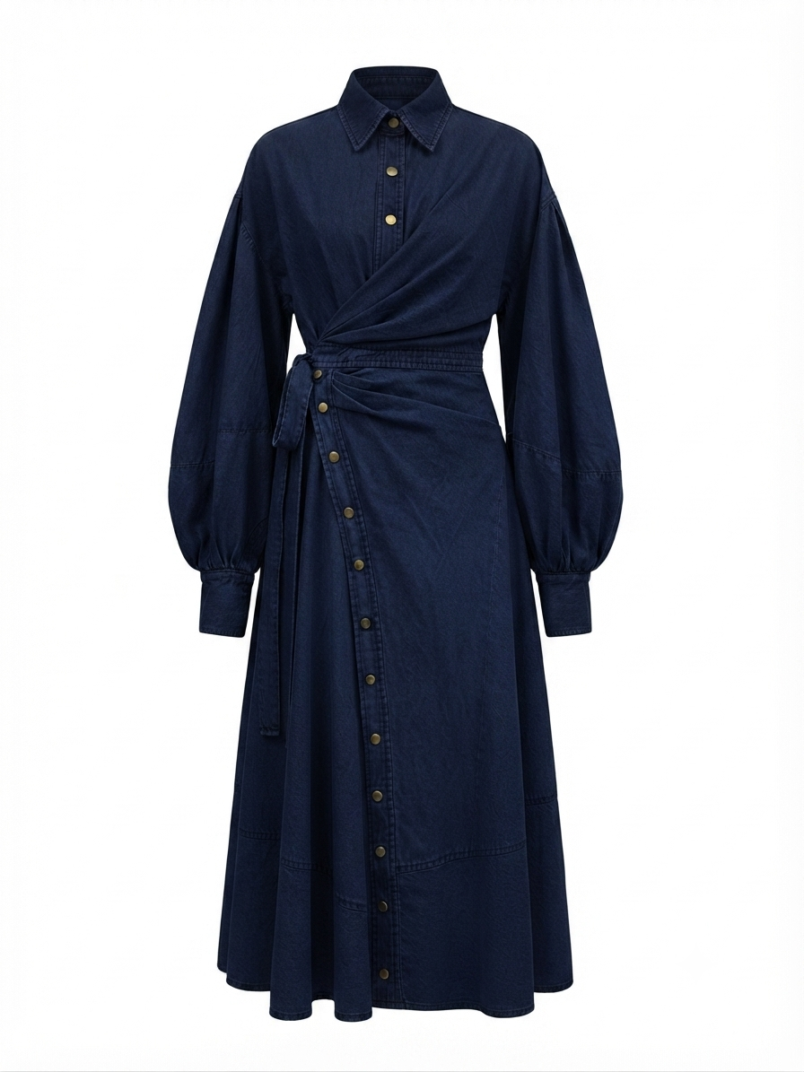 Sovereign Denim Wrap Maxi Dress