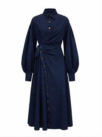 Sovereign Denim Wrap Maxi Dress