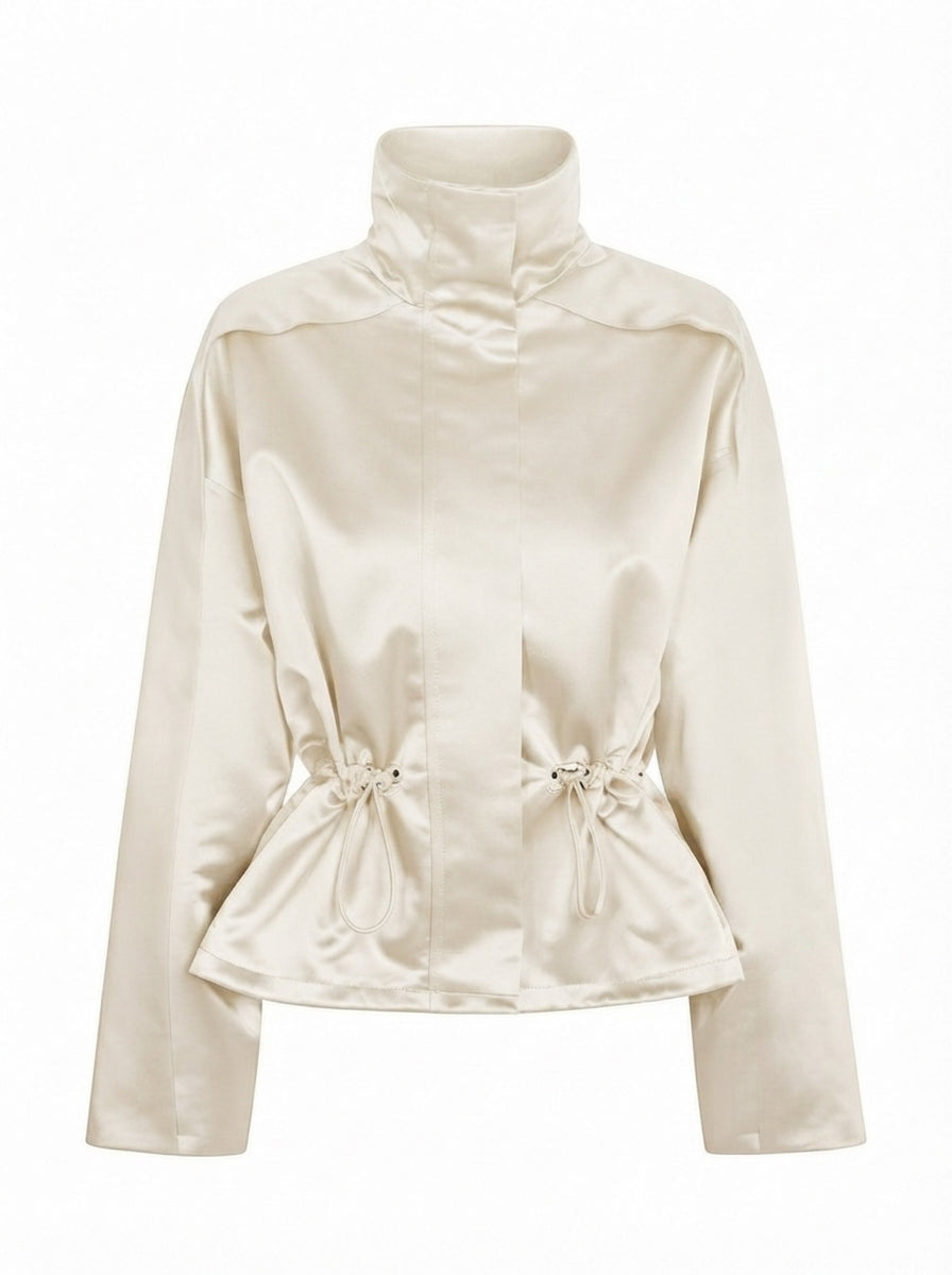 Elegant Satin Drawstring Jacket
