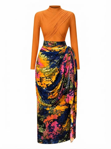 Vibrant Ruched Mini Skirt Set