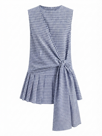 Unique Plaid Tie Knot Mini Dress