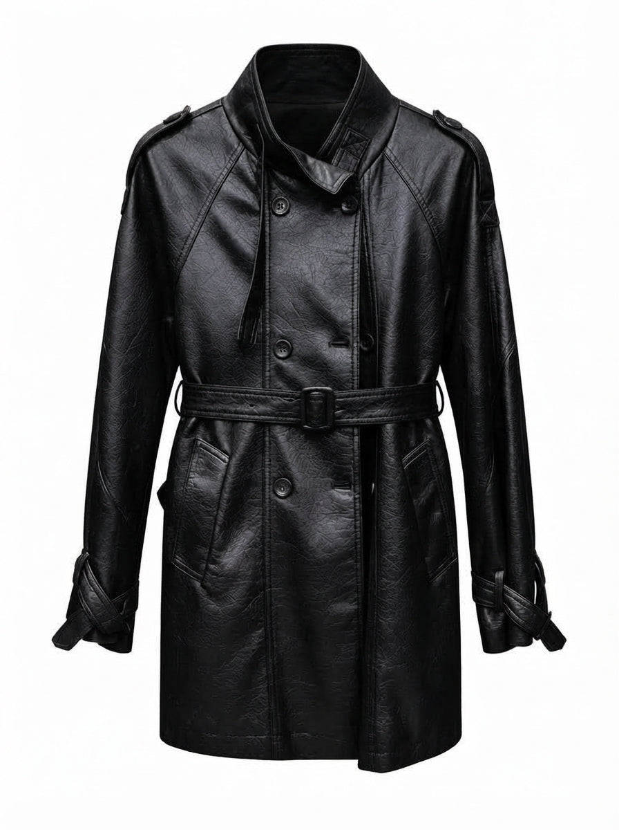 Confident Double Breasted PU Jacket
