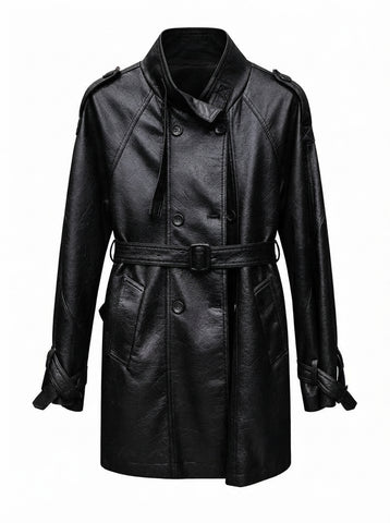 Confident Double Breasted PU Jacket