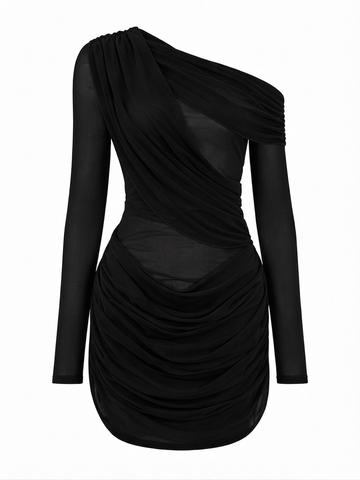 Audacious Mesh Ruched Mini Dress