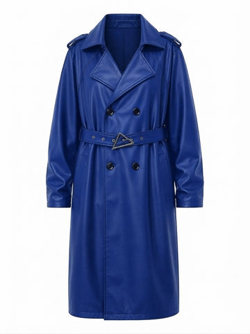 Elegant Faux Leather Trench Coat