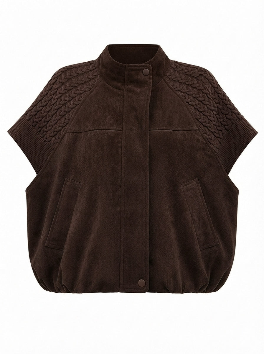 Grounded Faux Suede Knitted Vest