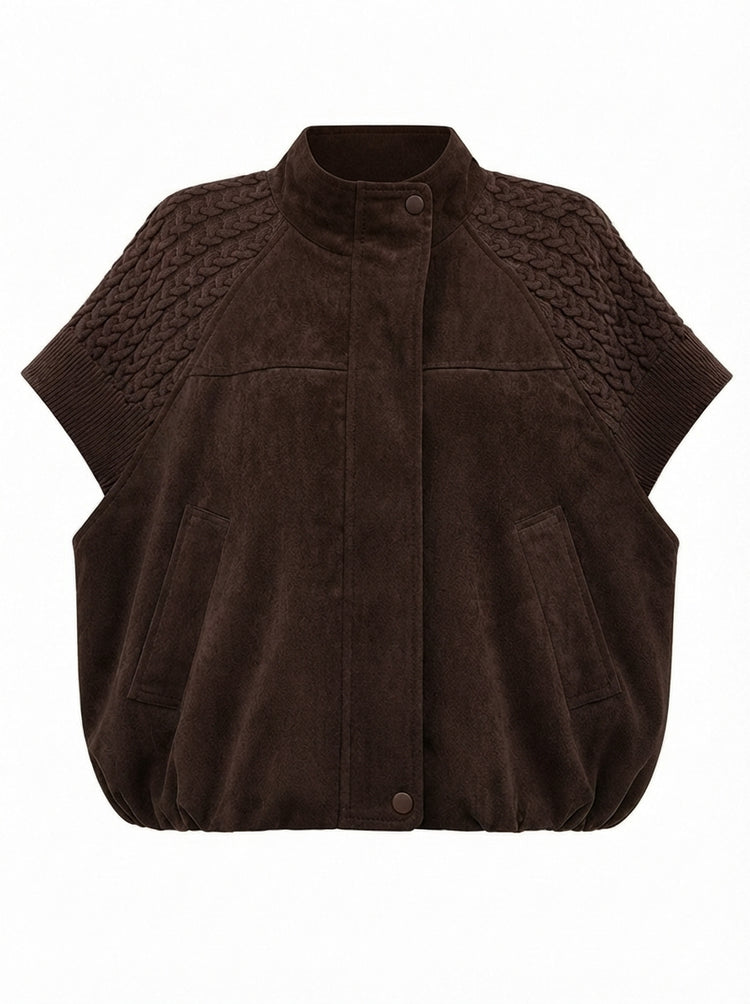 Grounded Faux Suede Knitted Vest