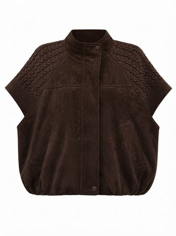Grounded Faux Suede Knitted Vest