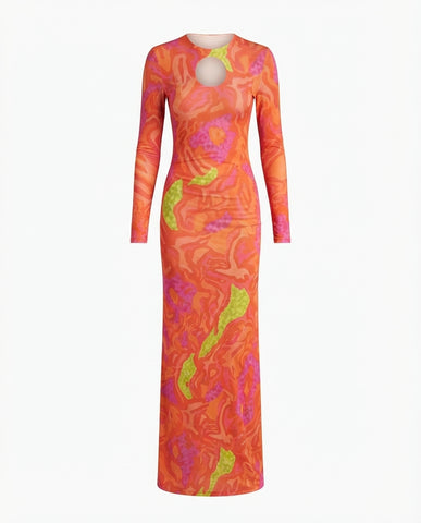 Dynamic Cutout Printed Maxi Dress