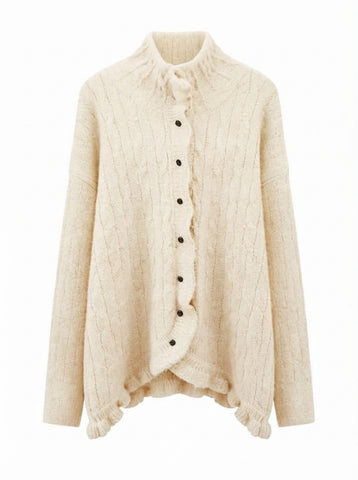 Grounded Ruffled Knit Cardigan