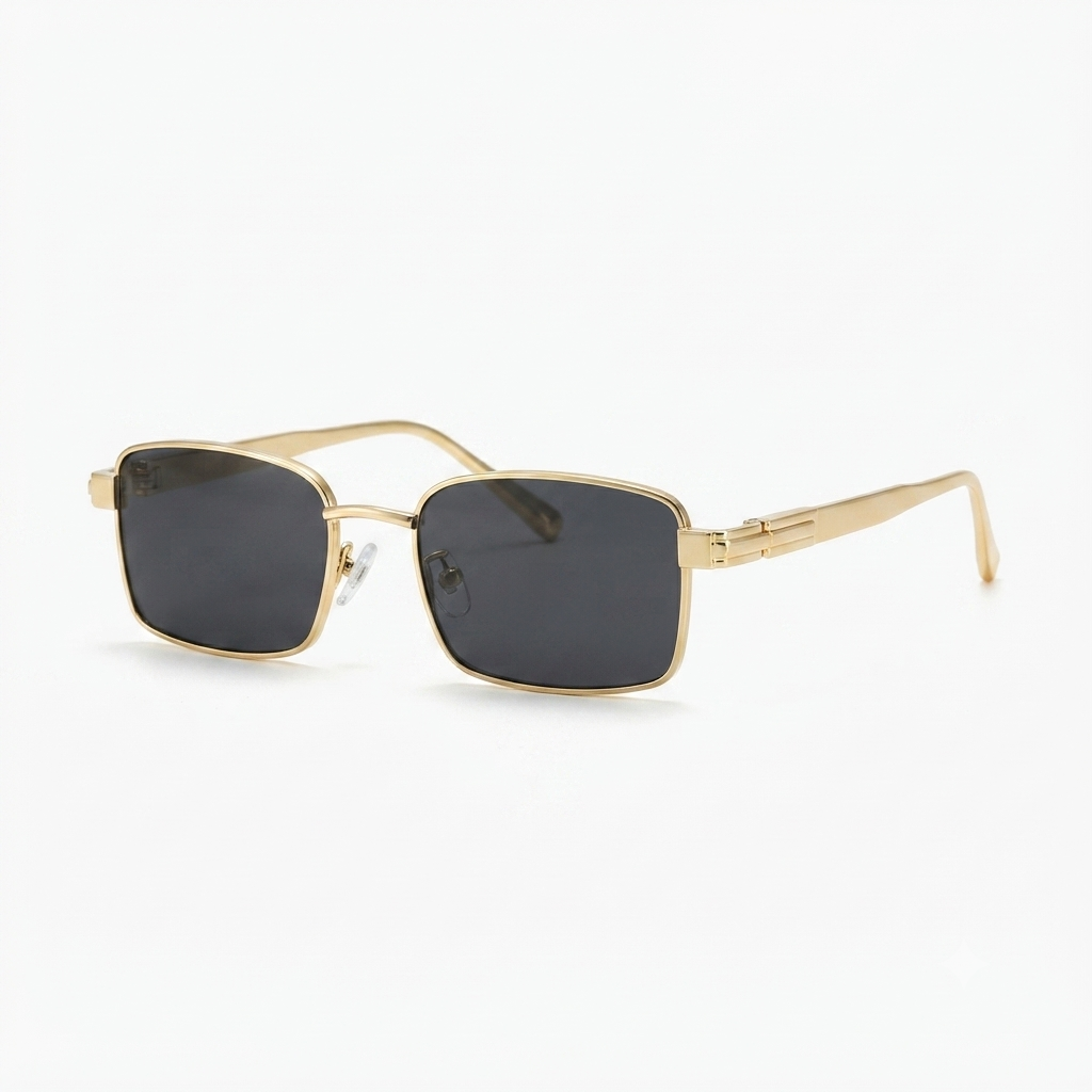 Daring Gold Rectangle Sunglasses