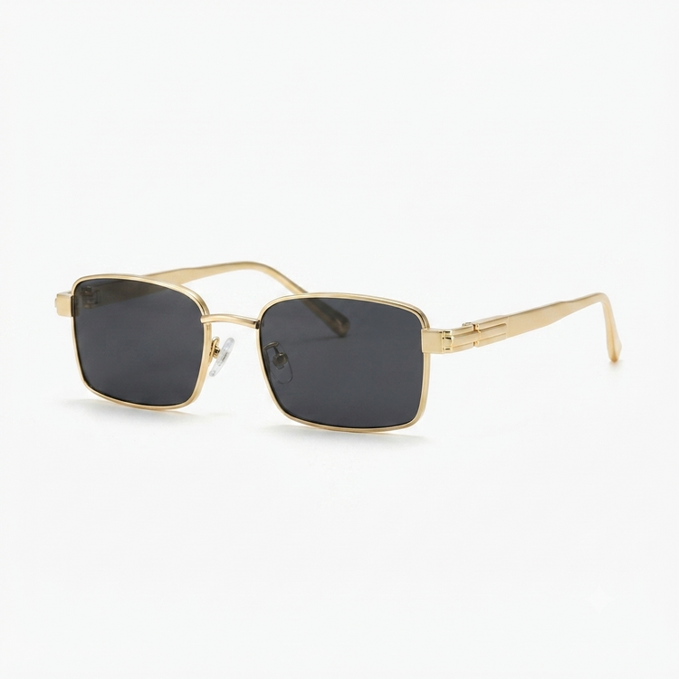 Daring Gold Rectangle Sunglasses