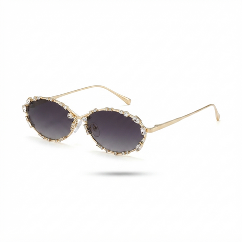 Radiant Rhinestone Oval Sunglasses