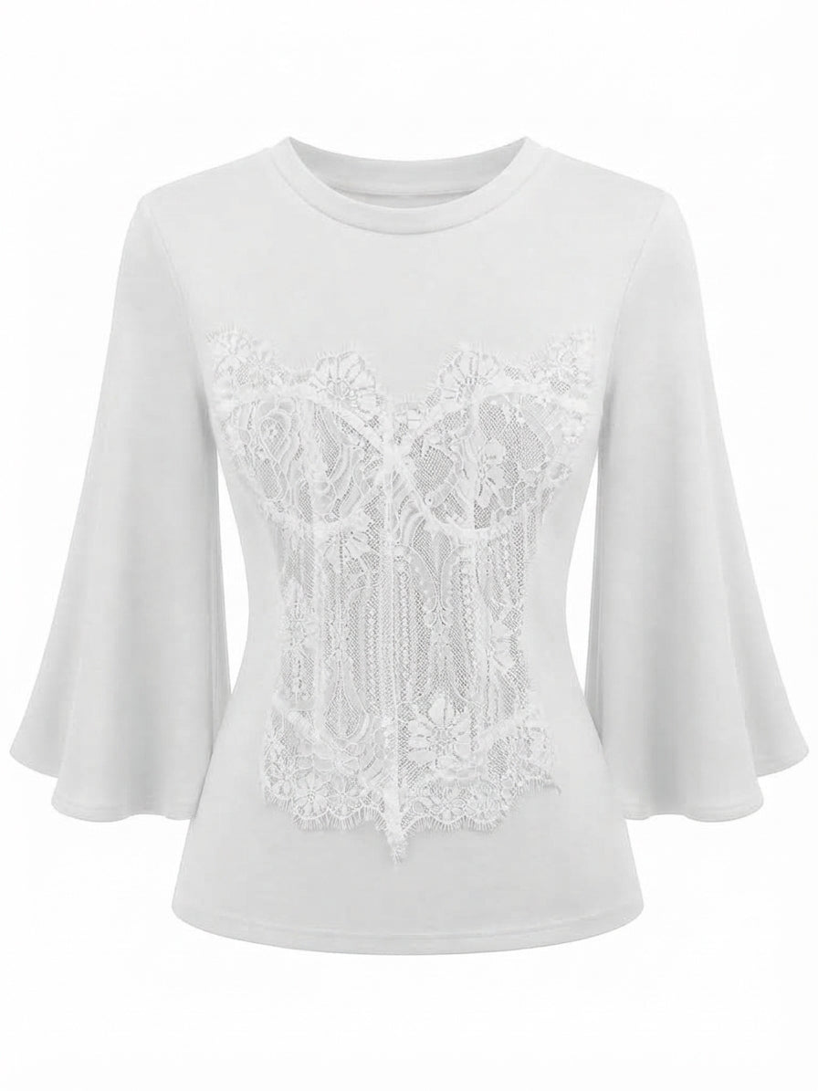 Confident Lace Flare Sleeve Top