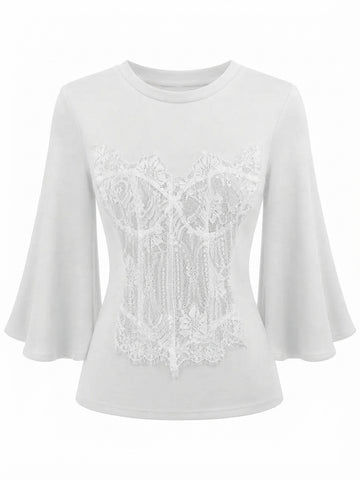 Confident Lace Flare Sleeve Top