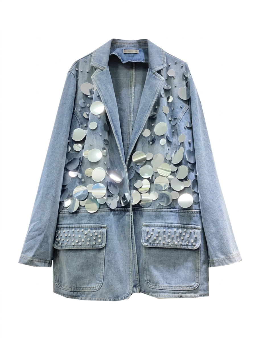 Audacious Sequin Denim Blazer