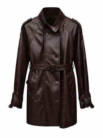 Confident Double Breasted PU Jacket