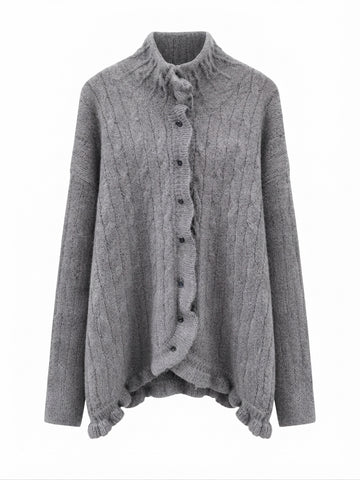 Grounded Ruffled Knit Cardigan