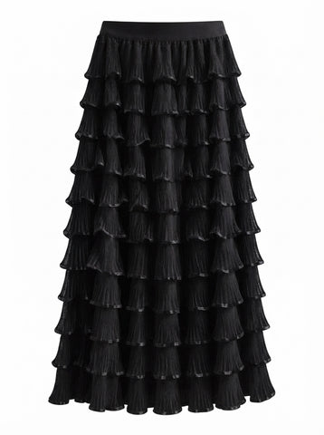 Ethereal Tiered Mesh Maxi Skirt