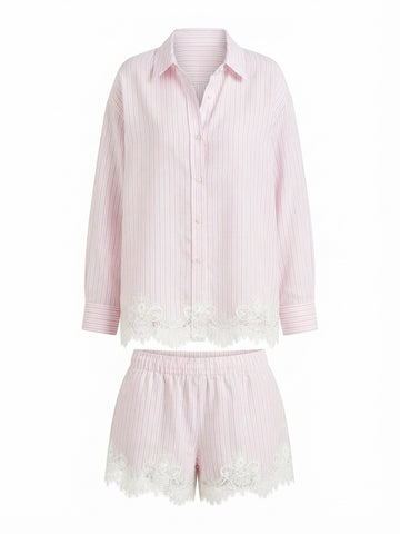 Divine Striped Lace Lounge Set